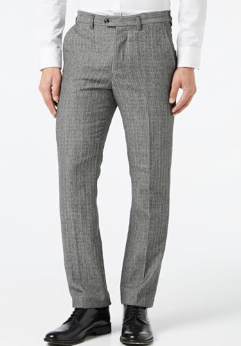 Men's Herringbone Tweed Dress Pants Vintage Flat Front Wool Trousers Regular Fit2