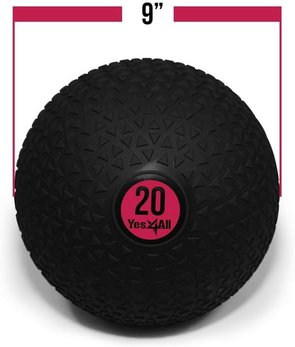 yes4all slam ball, no-bounce ball for exercise, cross training and core strength workout 20lbs - triangle black d. 20lbs c. triangle black