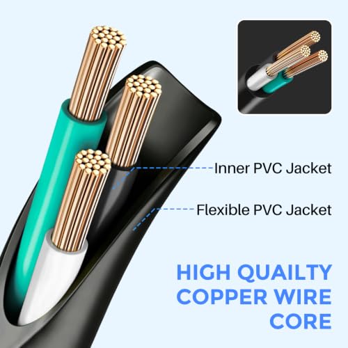 3 Prong AC Power Cord 15FT, PC Replacement Power Cord, NEMA 5-15P to C13, Compatible with TV, Desktop, Computer, Radio, Monitor, Printer, HP, Dell, Asus, ETL 18AWG 125V 10A- Bend Strain by Pagaloce - Used condition - Image 4