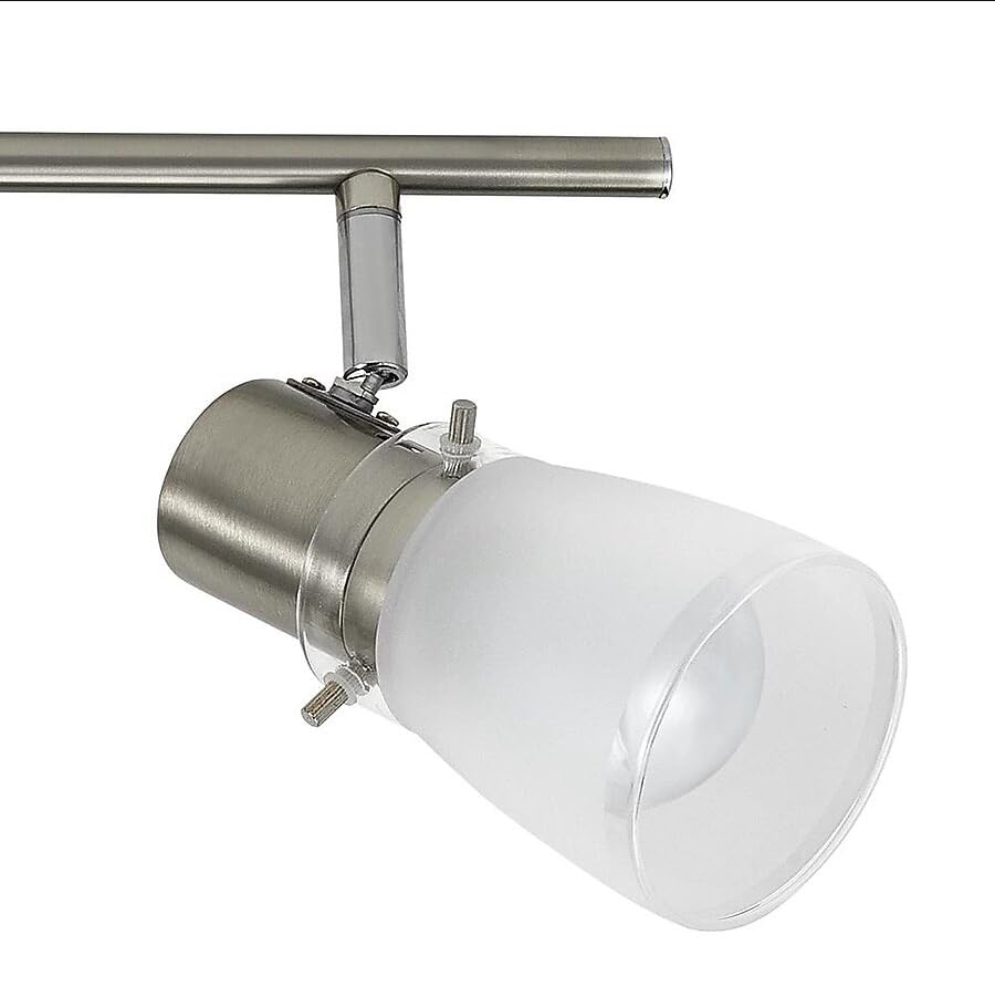 Image of 4-Light Track Lighting Kit, Brushed Nickel Flush Mount Ceiling Light Fixture with Frosted Glass Shades, Foldable Arms with E26 Adjustable Heads Spotlight, ETL Listed (35.6 inch)