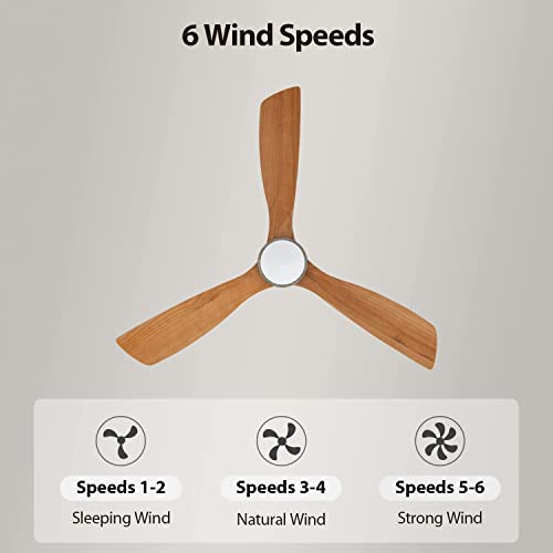 Chriari 52'' Ceiling Fans With Lights And Remote Control, Wood Ceiling Fan With 6 Speeds Smart Timing Reversible Dc Motor, Indoor Outdoor Modern Ceiling Fans With 3 Blade For Patio/Bedroom/Farmhouse #TOP2