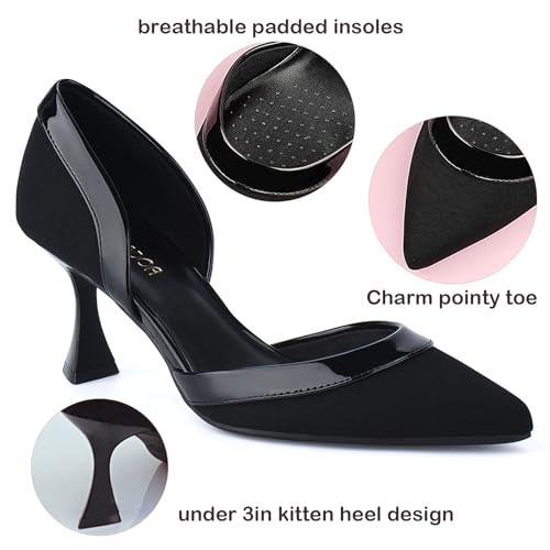 Image of JENN ARDOR Women's Pumps Low Heels Pointed Closed Toe Kitten Dress Shoes for Women Comfortable Stiletto Heeled Sandals Classic Wedding Party D'Orsay Work Pumps