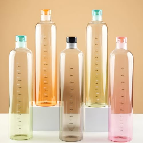 Image of Glass Water Bottle for Adults, Student Direct Drinking Freezer Safe, Leak Proof, Gym Travel On-The-Go Hotel-Style Design Borosilicate Glass Water Bottle With Time Marker (1000ML GREEN)