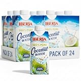 Iberia All Natural Coconut Water 11.1 fl oz (330ml) | 100% Pure Coconut Water | No Added Sugar or Preservatives | Refreshing Hydration Drink | Pack of 24