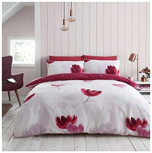 Price comparison product image GC GAVENO CAVAILIA Reversible Floral Duvet Cover Botanical Flower Print Quilt Set Luxury Bedding,  Polycotton,  Purple