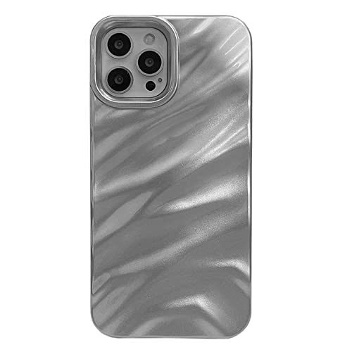 Coque de Luxe rétro pour iPhone 14 Pro Max argenté au design artistique ondulé