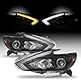 AKKON - Fit 2016 2017 2018 Altima 4-Door [Halogen Type] LED/DRL Switchback Daytime Signal Projector Headlights - Black Pair