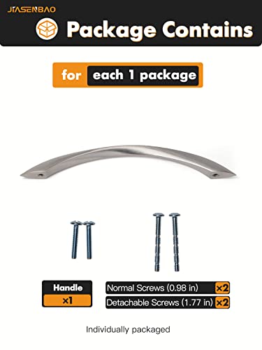 Image of 5 Pack Brushed Nickel Cabinet Pulls 6.3 Inch Arch Twisted Silver Handles Drawer Kitchen Cupboard Bathroom Dresser Cabinet Hardware Zinc Alloy