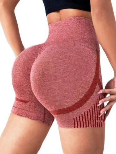 samju Women's High Waist Yoga Pants with Elastic Closure Solid Pattern Gym Shorts Butt Lift Shapewear Athletic Tummy Control for Women (in, Numeric, S, Regular, Red 1)-picture-33