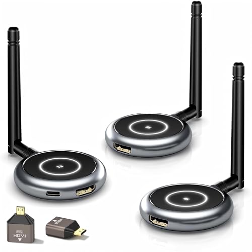 AIMIBO ���C�����X HDMI ����M�@ 1���M�@+2��M�@�Z�b�g HDMI ���� ��M�@8�䑝�݉\ �g�����[�h�Ή� 1080P/5Ghz/50m����]������ �f�����������o�� �X�}�z/PC/Mac/Laptop/Window/�J����/�e���r/���j�^