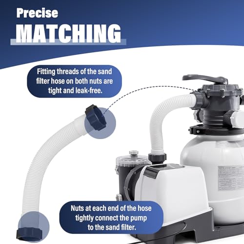 Dimakung 11388 Pool Sand Filter Pump Hose, 14\" Short Pool Hose for Intex Sand Filter Pumps & Saltwater Systems, Above Ground Pools Filter Replacement Parts