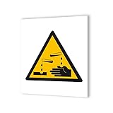 Panneau signalétique - Pictogramme d'avertissement - Danger en Dibond 20 x 20 cm | Matières Corrosives - 20