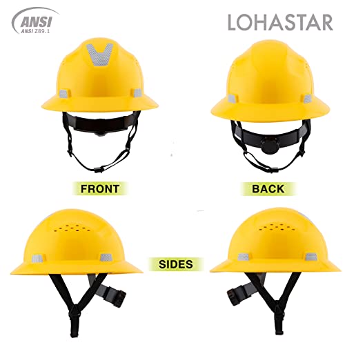 Lohastar Full Brim Hard Hat Safety Helmet Vented Ansi Z89.1 Approved Osha Hard Hats Construction Men Women Adult Cascos De Construccion Type I Class C Hardhats(1 Pack, Yellow) #TOP1