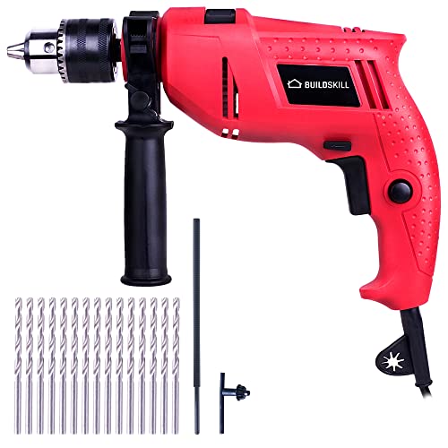 Buildskill Professional Diy Reversible Bgsb13Re Hammer Drill Machine With 15 Bits Hammer Drill (13 Mm Chuck Size, 500 W)