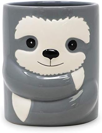 Isaac Jacobs Ceramic Makeup Brush Holder, Multi-Purpose Organizer. Bathroom, Kitchen, Bedroom, Office Décor (Single Cup, Sloth)