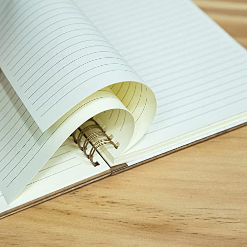 COLLECTIVE HOME - Monogram Notebook, Wood Cover College Ruled Notebook, Daily Planner, 100 Lined Pages Perfect for Writing, Travel Diary and Notebook for Men and Women, Graduation Gifts (J)