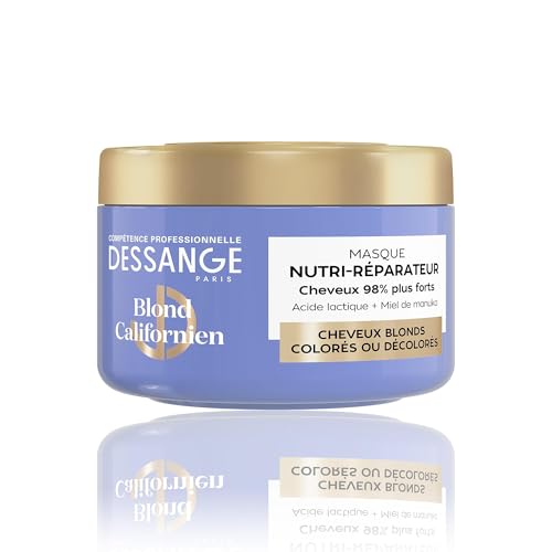 DESSANGE - Masque Cheveux Nutri-Réparateur Blond Californien - Acide Lactique & Miel De Manuka - Nourrit, Répare & Protège De La Casse - Cheveux Blonds, Colorés, Décolorés - 280ml