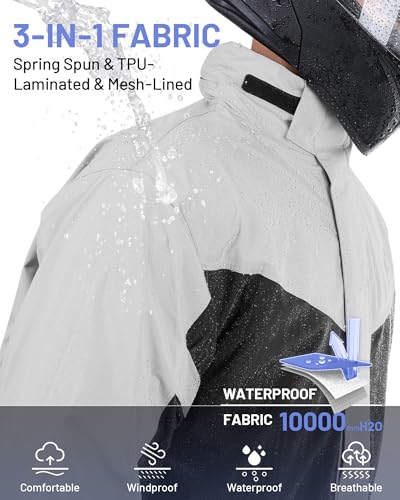 Oumurs Motorcycle Rain Suit For Men & Women Waterproof Motorcycle Rain Gear With Reflective Rain Jacket Pants Pants,Fishing Riding Golf Working Bike Hunting Camping Rain Coat Black Grey thumb #2