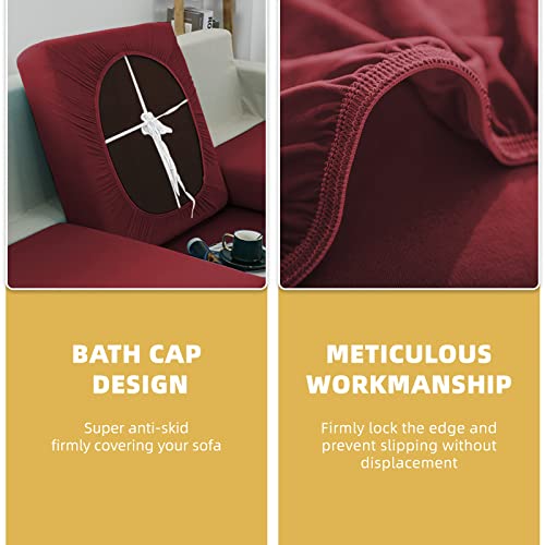 Hdcaxkj Sectional Couch Covers 8 Pieces Stretch Water Resistance Individual Couch Cushion Covers Protector L Shape Sofa Cover For Living Room Pet Dog L-Shaped Sofa Slipcovers Set (Wine Red, Large) #TOP4