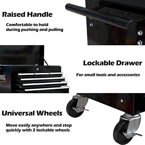 Campfun Rolling Tool Chest Cart - 8 Drawers Lockable Tool Storage Cabinet Detachable Tool Box Utility Cart Tool Organizer With Wheels And Hooks For Garage Warehouse Workshop Repair Shop, Black #TOP2