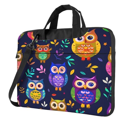 Funda para portátil con diseño búho y hojas coloridas