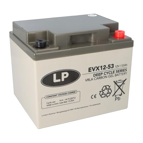 Landport LP EVX12053 12V 53Ah Deep-Cycle AGM-GEL Akku | kompatibel 38Ah, 40Ah, 45Ah und 50Ah Blei Akkus - baugleich zu WP50-12NE MP50-12C, 12LCP-50, REC50-12