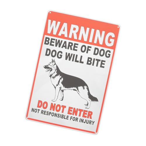 SEWACC Vintage Metal Dog Warning Sign for Garden and Classic Beware Dog Decorative Wall Plaque with Pre-drilled Easy to Install Outdoor Warning Sign for Home Security