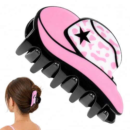 Pinza para cabello JazSwirl, 8 cm, color rosa, diseño western miniatura 1