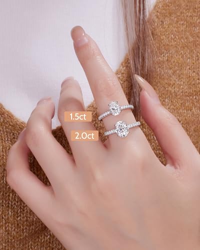Moissanite Rings For Women Oval Moissanite Engagement Ring 18K Gold Plated S925 Sterling Silver VVS1 D Color Wedding Bands Promise Rings for Women 1.5 2 Carat Ring Size 6 Christmas Women Jewelry - Image 5