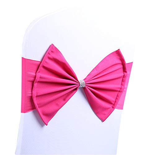 LORIE 5 pcs Fuchsia Wedding Chair Sashes Bow Spandex Chair Cover Bands Party