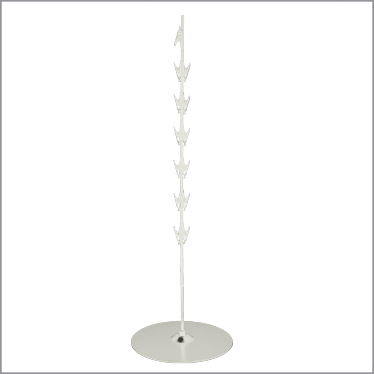 Chip Rack Display Stand, Chip Bag Holder for Stores, Party, Display, Concession Stand, 23.75" H, White, 12 Clips, Countertop Snack Hanger, Snack Retail Display Rack