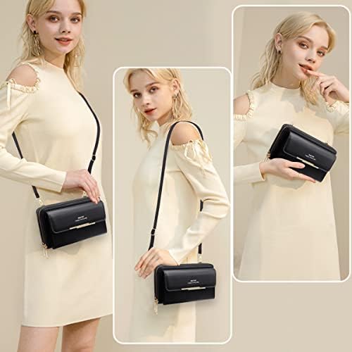 REETEE Sac Téléphone Portable Femme En Cuir - Portefeuille Bandoulière Avec Porte-Cartes