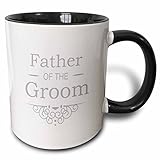 3dRose Father of the Groom in silver Mug, 11 oz, Black