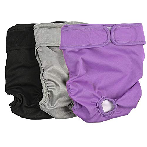 BePetMia Waschbare Windeln für Hunde, Wiederverwendbare Hundewindeln, Umweltfreundliche Damenbinden Höschen, Hygiene-Unterhose für Hunde in Hitze (L: 48-65cm, Schwarz)