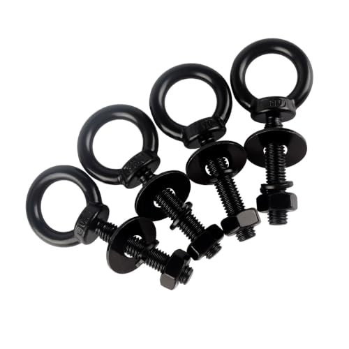KOSJETHAS 5/16" x 1" Black Stainless Steel Eye Bolts with Nut Washer, M8X25mm Eyebolts for Swing Chair, Hammock At Garden and Balcony Hanging String Lights