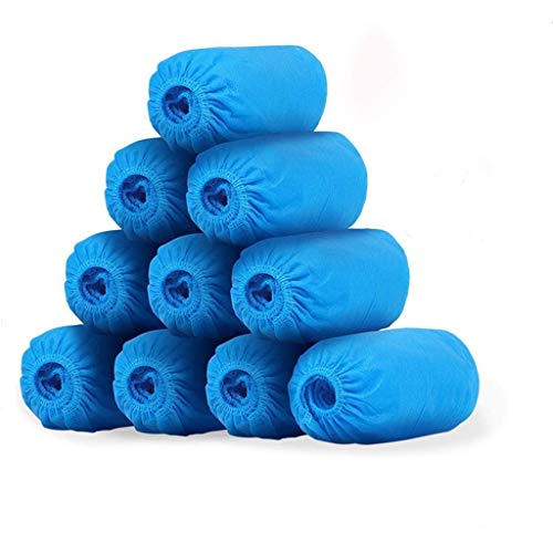 NineSun 100 Piezas Cubiertas De Zapatos Desechables Cubrezapatos Desechables Antideslizantes Protector,Engrosada a Prueba de Polvo(Azul 390g)