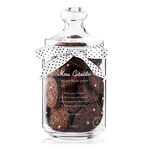 Maverton Pot à biscuits personnalisé avec couvercle - Bocal a bonbon pour chaque femme - Pot en verre - Cadeau Maîtresse - Cadeau Fin d'Année Scolaire -...
