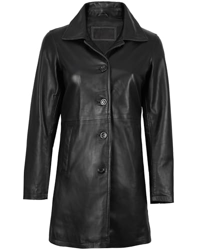 Decrum Leather Coat Women - Real Lambskin Car Coat Style 3/4 Length Womens Leather Coat3