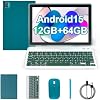 Tablet COOPERS Android 15, 10 pulgadas, 12GB RAM + 64GB ROM, expansible hasta 1TB, procesador Quad-core 1.8GHz, WiFi 6 5G, batería 6000mAh, doble cámara, 2 en 1 con teclado, mouse y lápiz óptico, Widevine L1, color azul 2