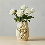 Wancetang Yellow Ceramic Vase - 7 Inch Small Decorative Vases Home Decor, 3D Modern Flower Vase, Centerpiece Table, Shelf, Mantel, Kitchen, Living Room Decor