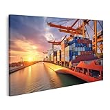 islandburner Bild auf Leinwand Hafen bei Sonnenuntergang 
