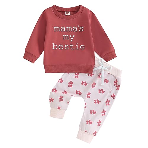 Image of Engofs Toddler Newborn Baby Girl Fall Winter Outfits Long Sleeve Sweatshirt Tops Pants Headband 3Pcs Clothes Set