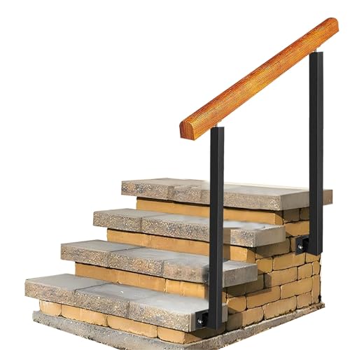 Barre d'appui pour escaliers en bois massif 80 cm avec 2 poteaux
