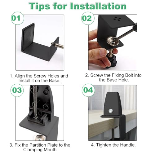 Pince de table en plexiglas pour isoler votre espace de bureau noir - 7