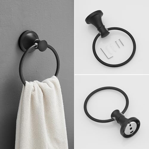 RUMOSE Toilet Paper Holder and Hand Towel Ring Matte Black Wall Mount Bathroom Hardware Accessories 2 PCS Set Flexible Pivoting Toilet Tissue Roll Holder and Towel Hanger, Stainless Steel by RUMOSE - Image 7