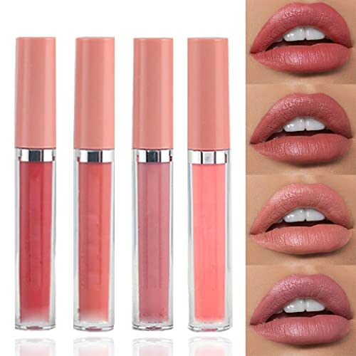 Edanta Liquid Lipstick Set Matte Lipsticks Set 4Pcs Long Lasting Lip Gloss Velvet Lips Glaze Waterproof Lips Makeup for Women and Girls (H- Nude A)