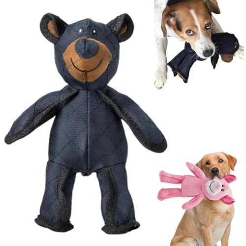 Unzerbrechliches Bären-Hundespielzeug, quietschendes Plüsch-Hundespielzeug, kaufest, unzerstörbares und robustes Bärenspielzeug, geeignet für aggressive Kauer und Begleithunde (blau)
