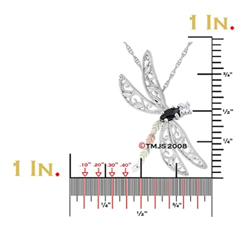 Onyx And Cz Dragonfly Necklace, Sterling Silver, 12K Rose And Green Black Hills Gold 18 Inches 16 And 18 Inches #TOP1