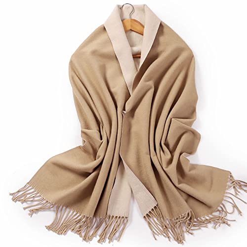 MOWEN Cashmere Scarf Women's Oversized Cashmere Large Warm Shawl 2 Colors Solid Color Suitable for Autumn and Winter 27"X78"3