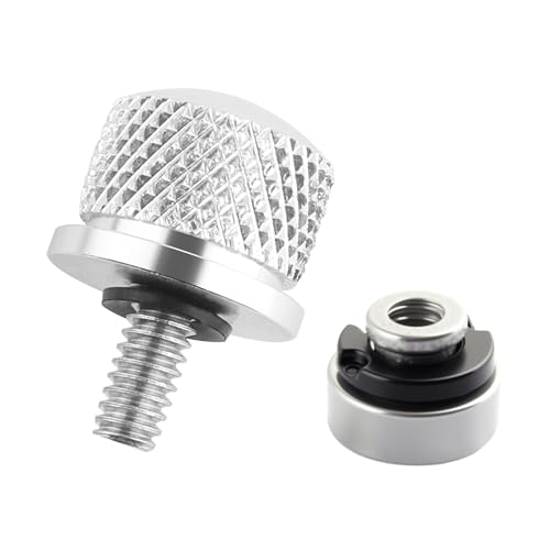 1/4”-20 Motorcycle Seat Bolt and Nut Set,M6 Aluminum Nuts and Bolts Set Motorcycle Parts for Seat,Bolts and Nuts Kit for Motorcycle Accessories Compatible with Harley 1996-2024 (Silver)